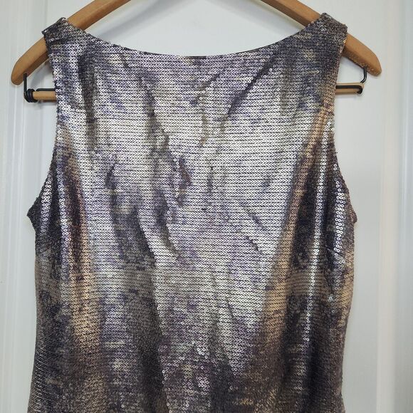 Muse Gold Silver Purple Sequin Bodycon Mini Cocktail Dress Size 6 - Picture 6 of 14